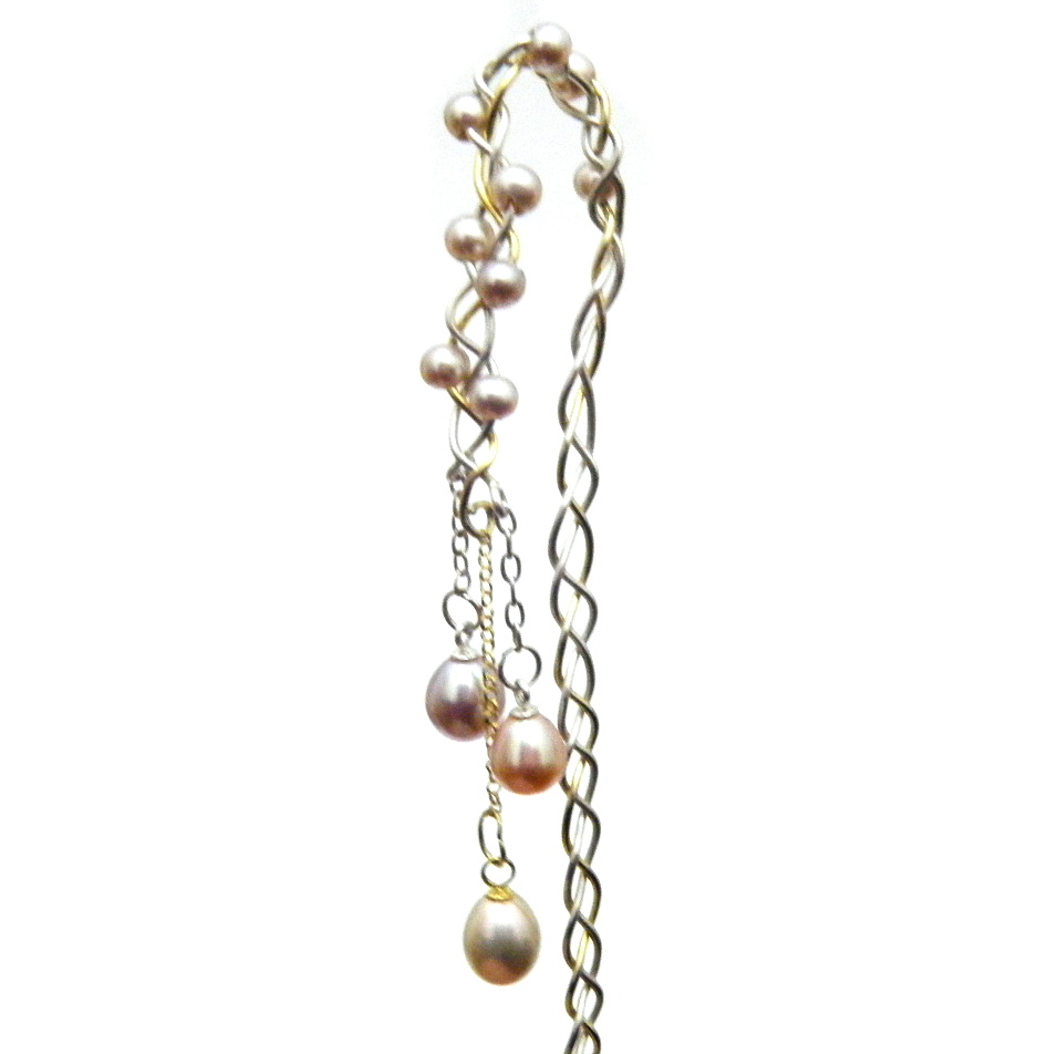 Plaited Three Natural Colours Pearls Bookmark